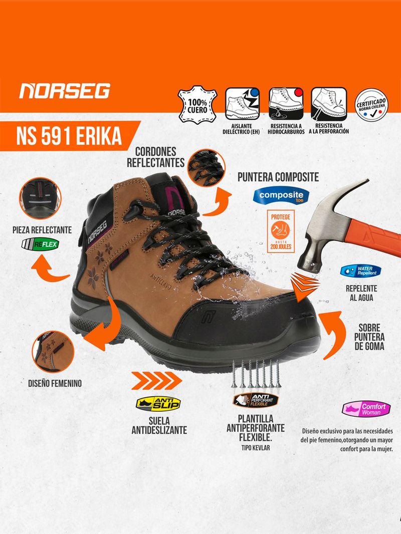Zapato de Seguridad NS 591 Erika Calzado de Seguridad Mujer Norseg