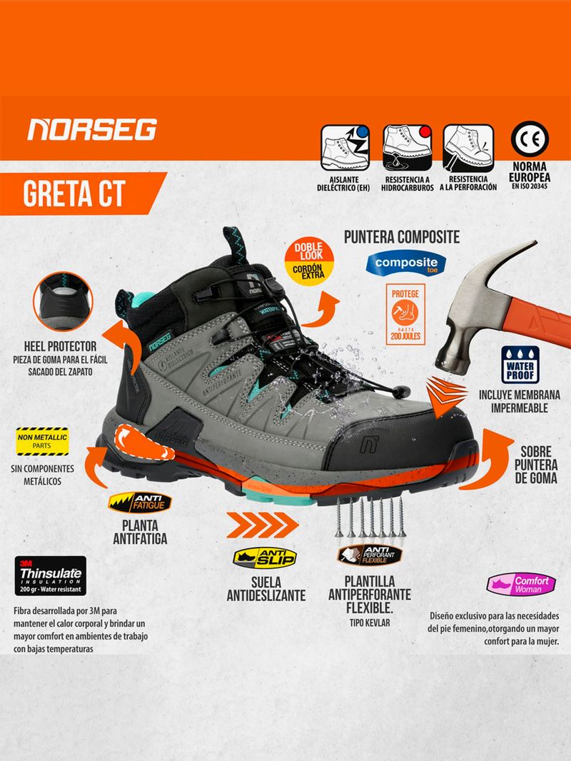 Zapato de Seguridad GRETA CT  Calzado de Seguridad Mujer Norseg