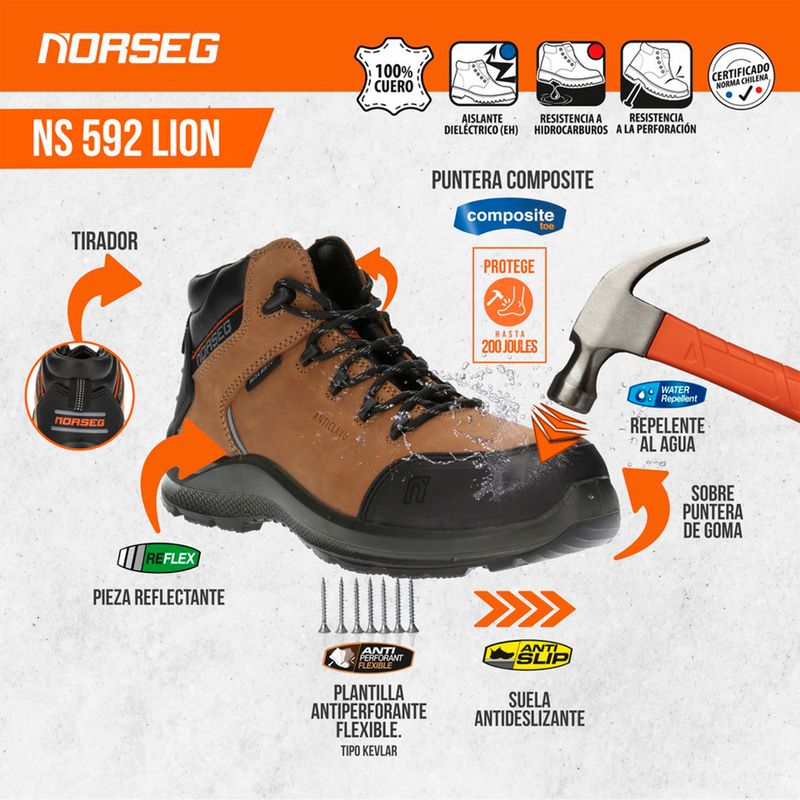 Zapato de Seguridad NS 592 Lion Calzado de Seguridad Hombre Norseg