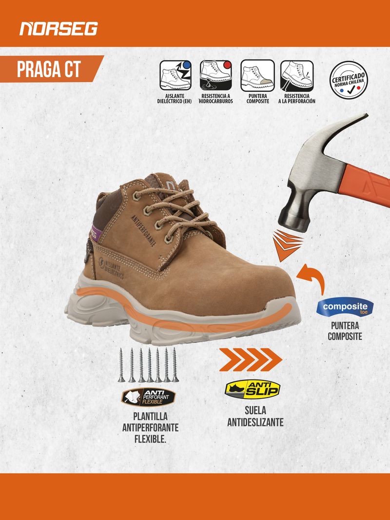 Zapato de Seguridad PRAGA CT Calzado de Seguridad MUJER  Norseg