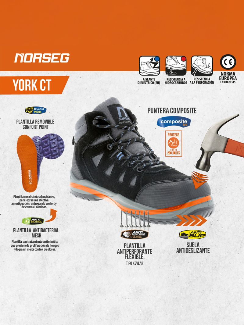 Zapato de Seguridad York CT Calzado de Seguridad Hombre Norseg
